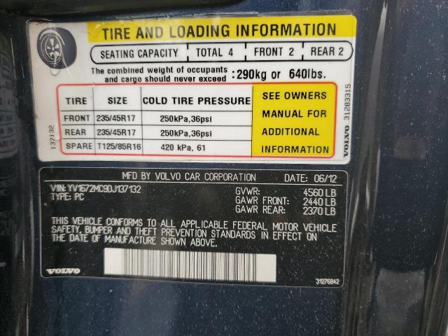 Photo 10 from auction – 2013 VOLVO C70 T5 with VIN YV1672MC9DJ137132