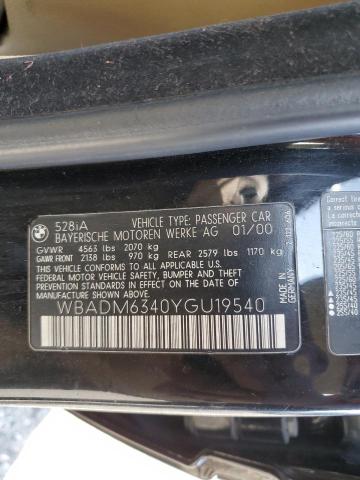 Photo 10 from auction – 2000 BMW 528 I AUTO with VIN WBADM6340YGU19540