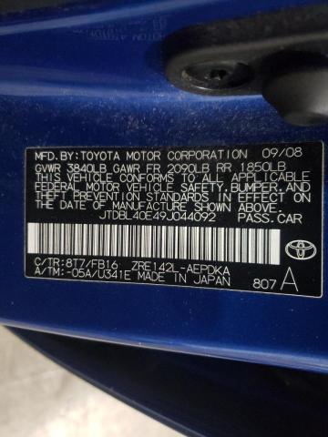 Photo 10 from auction – 2009 TOYOTA COROLLA BA with VIN JTDBL40E49J044092