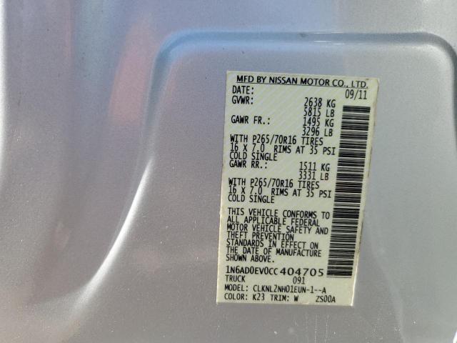 Photo 10 from auction – 2012 NISSAN FRONTIER S with VIN 1N6AD0EV0CC404705
