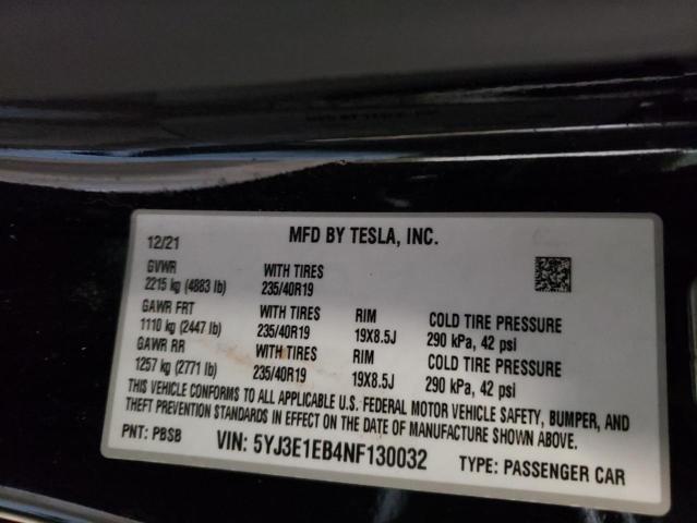 Photo 10 from auction – 2022 TESLA MODEL 3 with VIN 5YJ3E1EB4NF130032