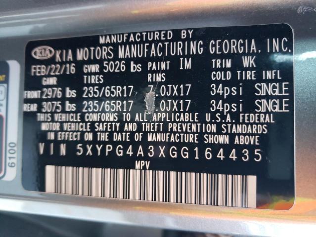 Photo 10 from auction – 2016 KIA SORENTO LX with VIN 5XYPG4A3XGG164435