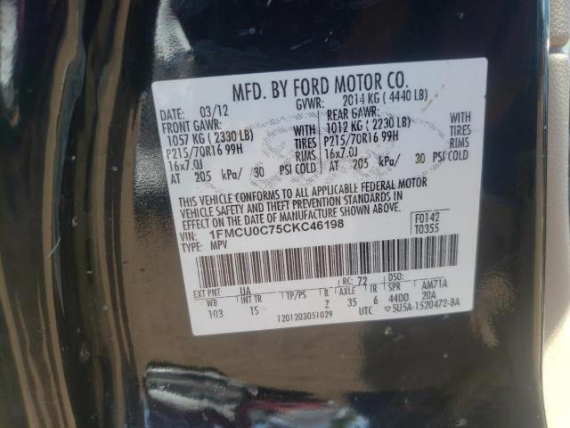 Фото 10 с аукциона – 2012 FORD ESCAPE XLS с VIN 1FMCU0C75CKC46198