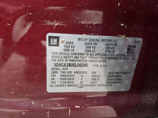 Photo 10 from auction – 2016 CHEVROLET TRAX 1LT with VIN 3GNCJLSB2GL242366