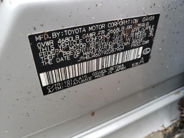 Photo 10 from auction – 2009 LEXUS ES 350 with VIN JTHBJ46G192287964