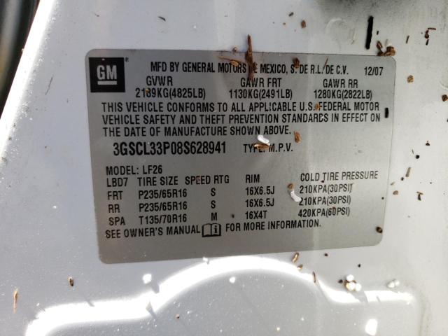 Photo 10 from auction – 2008 SATURN VUE XE with VIN 3GSCL33P08S628941
