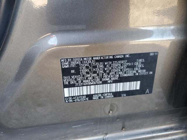 Photo 10 from auction – 2011 TOYOTA RAV4 with VIN 2T3ZF4DV9BW087608