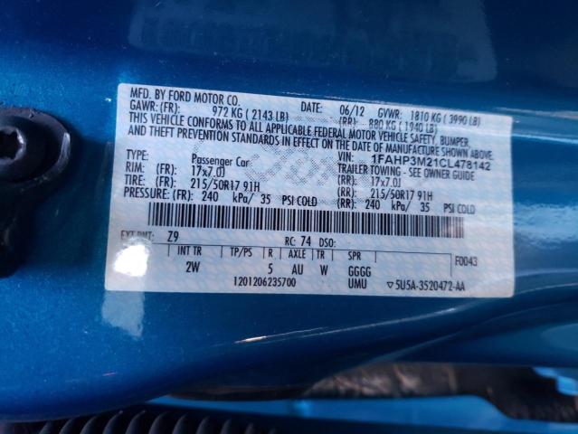 Photo 10 from auction – 2012 FORD FOCUS SEL with VIN 1FAHP3M21CL478142
