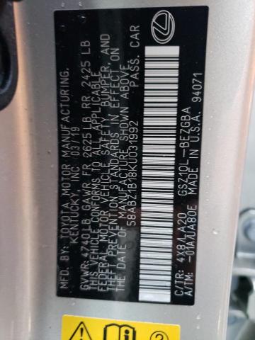 Photo 10 from auction – 2019 LEXUS ES 350 with VIN 58ABZ1B18KU031992