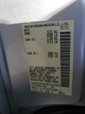 Photo 10 from auction – 2011 NISSAN MAXIMA S with VIN 1N4AA5AP1BC851404