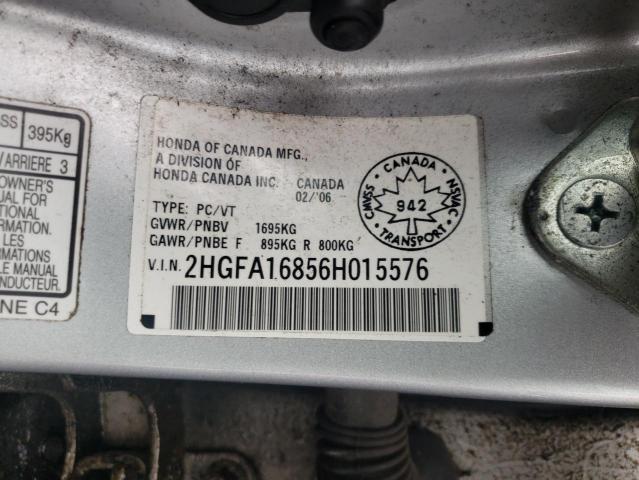 Photo 10 from auction – 2006 HONDA CIVIC EX with VIN 2HGFA16856H015576