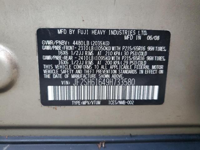Photo 10 from auction – 2009 SUBARU FORESTER 2 with VIN JF2SH61649H733580