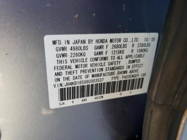 Photo 10 from auction – 2006 ACURA RL with VIN JH4KB165X6C003537
