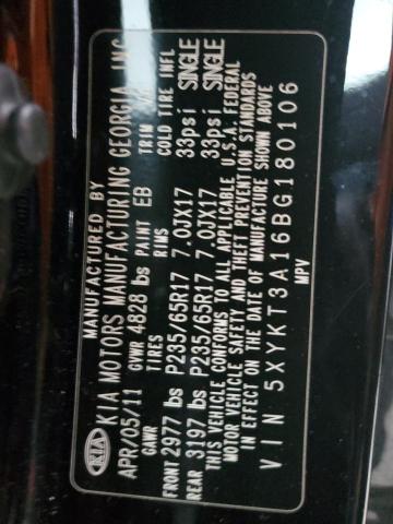 Photo 10 from auction – 2011 KIA SORENTO BA with VIN 5XYKT3A16BG180106