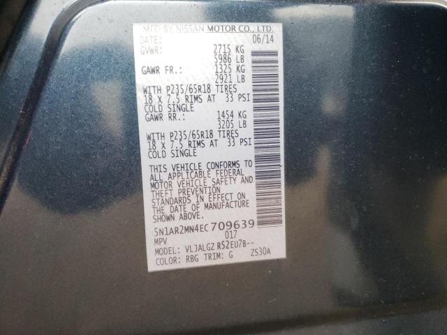 Photo 10 from auction – 2014 NISSAN PATHFINDER with VIN 5N1AR2MN4EC709639