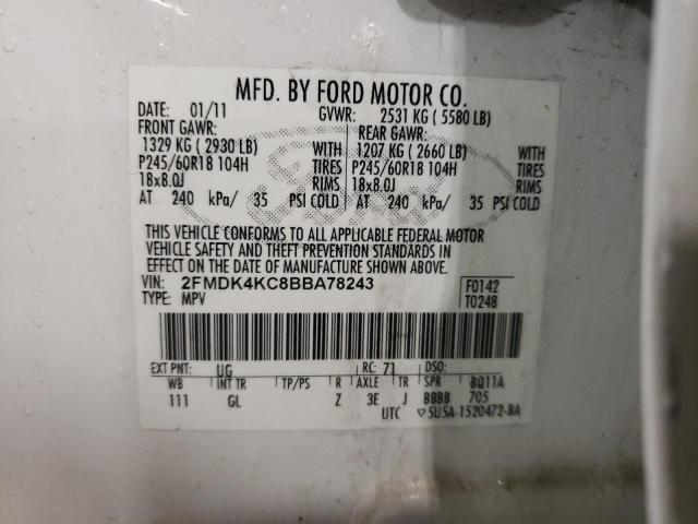 Photo 10 from auction – 2011 FORD EDGE LIMIT with VIN 2FMDK4KC8BBA78243