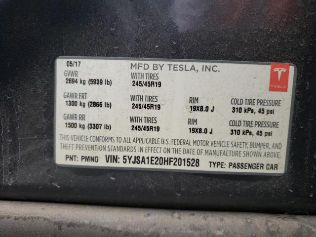 Photo 10 from auction – 2017 TESLA MODEL S with VIN 5YJSA1E20HF201528