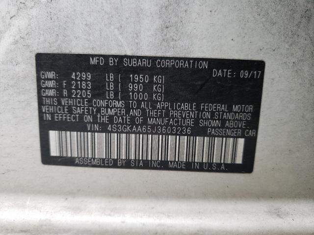 Photo 10 from auction – 2018 SUBARU IMPREZA with VIN 4S3GKAA65J3603236
