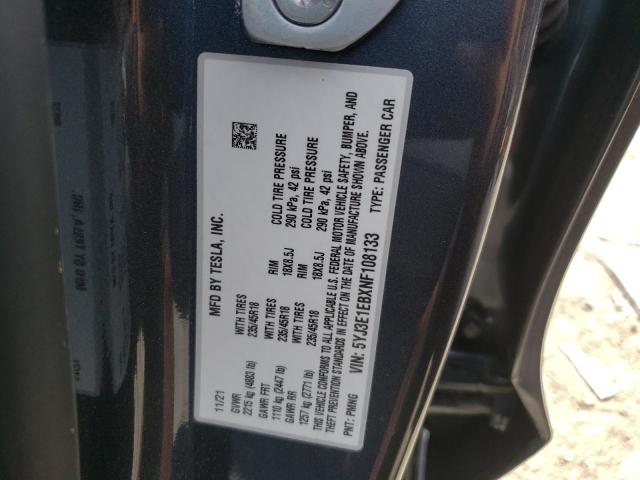 Photo 10 from auction – 2022 TESLA MODEL 3 with VIN 5YJ3E1EBXNF108133