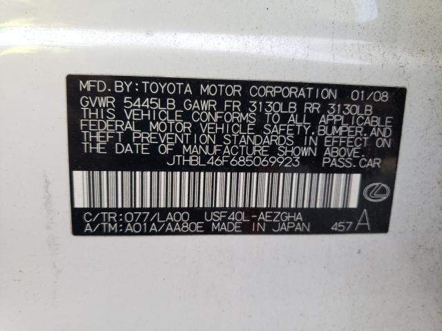 Photo 10 from auction – 2008 LEXUS LS 460 with VIN JTHBL46F685069923