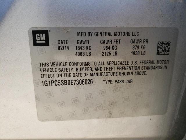 Photo 10 from auction – 2014 CHEVROLET CRUZE LT with VIN 1G1PC5SB0E7306026