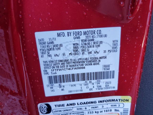 Photo 10 from auction – 2012 FORD F150 SUPER with VIN 1FTFW1CT4CFA09998