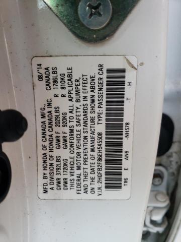 Photo 10 from auction – 2014 HONDA CIVIC EX with VIN 2HGFB2F86EH545508