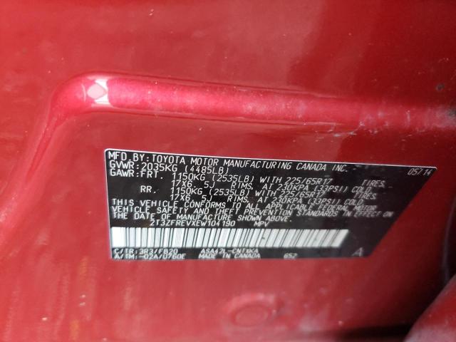 Photo 10 from auction – 2014 TOYOTA RAV4 LE with VIN 2T3ZFREVXEW104190