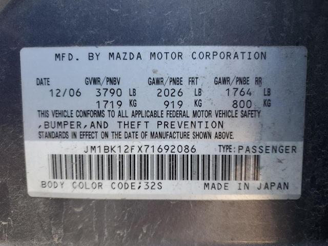 Photo 10 from auction – 2007 MAZDA 3 I with VIN JM1BK12FX71692086