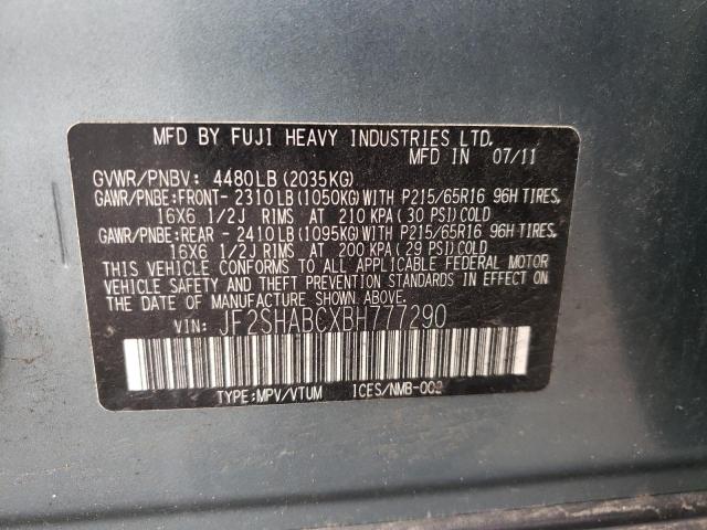 Photo 10 from auction – 2011 SUBARU FORESTER 2 with VIN JF2SHABCXBH777290