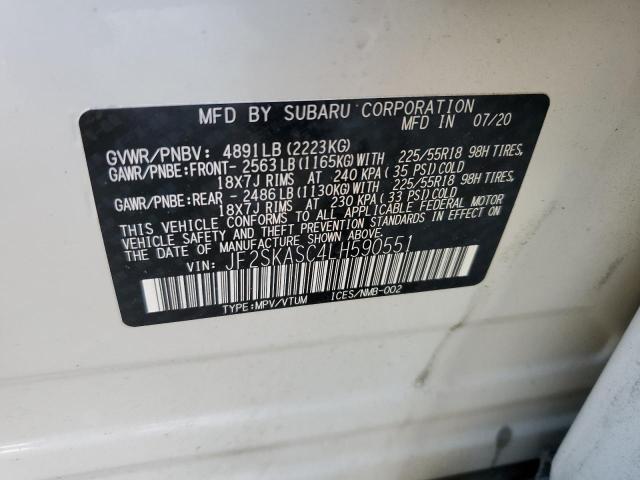 Photo 10 from auction – 2020 SUBARU FORESTER L with VIN JF2SKASC4LH590551