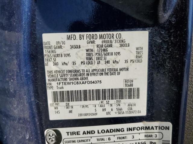 Photo 10 from auction – 2010 FORD F150 SUPER with VIN 1FTEW1C8XAFD54375