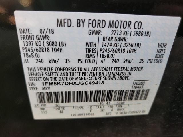 Photo 14 from auction – 2018 FORD EXPLORER X with VIN 1FM5K7DHXJGC49418