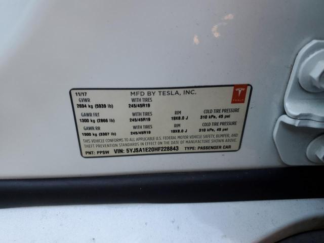 Photo 10 from auction – 2017 TESLA MODEL S with VIN 5YJSA1E20HF228843
