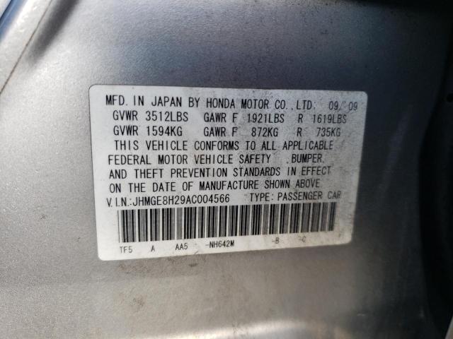 Photo 10 from auction – 2010 HONDA FIT with VIN JHMGE8H29AC004566
