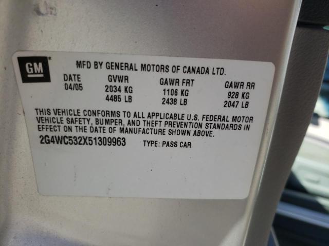 Photo 10 from auction – 2005 BUICK LACROSSE C with VIN 2G4WC532X51309963