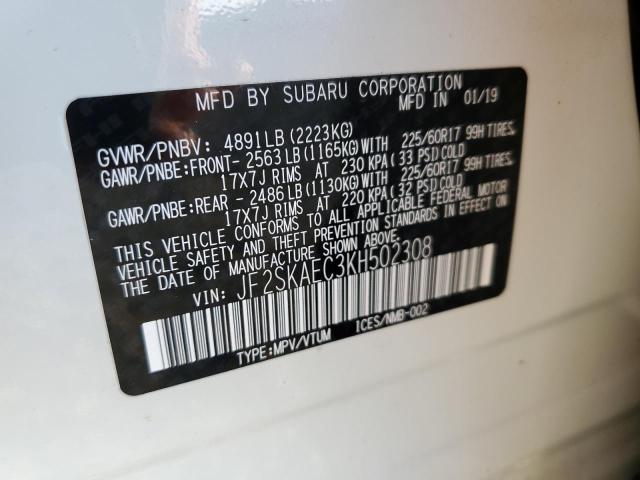 Photo 10 from auction – 2019 SUBARU FORESTER P with VIN JF2SKAEC3KH502308