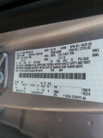 Photo 10 from auction – 2016 FORD ESCAPE SE with VIN 1FMCU0G72GUC81415