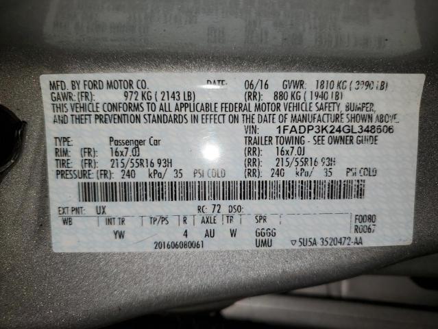 Photo 10 from auction – 2016 FORD FOCUS SE with VIN 1FADP3K24GL348606