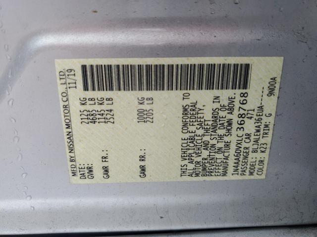 Photo 10 from auction – 2020 NISSAN MAXIMA SL with VIN 1N4AA6DVXLC368768