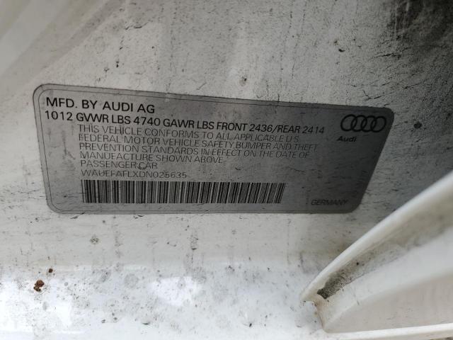 Photo 10 from auction – 2013 AUDI A4 PREMIUM with VIN WAUEFAFLXDN025635
