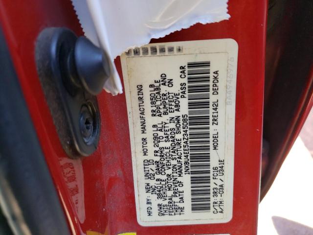 Photo 10 from auction – 2010 TOYOTA COROLLA BA with VIN 1NXBU4EE5AZ345085