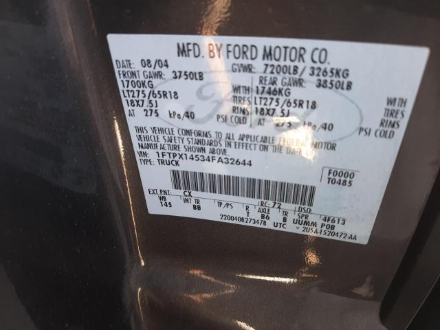Photo 10 from auction – 2004 FORD F150 with VIN 1FTPX14534FA32644