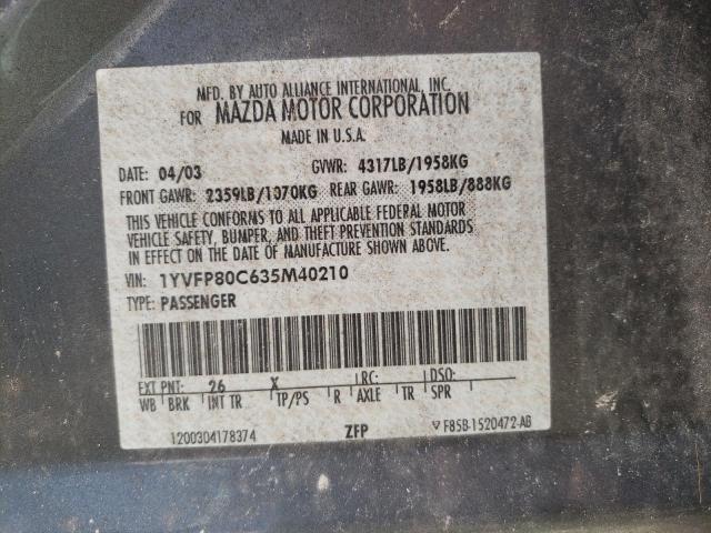 Photo 10 from auction – 2003 MAZDA 6 I with VIN 1YVFP80C635M40210