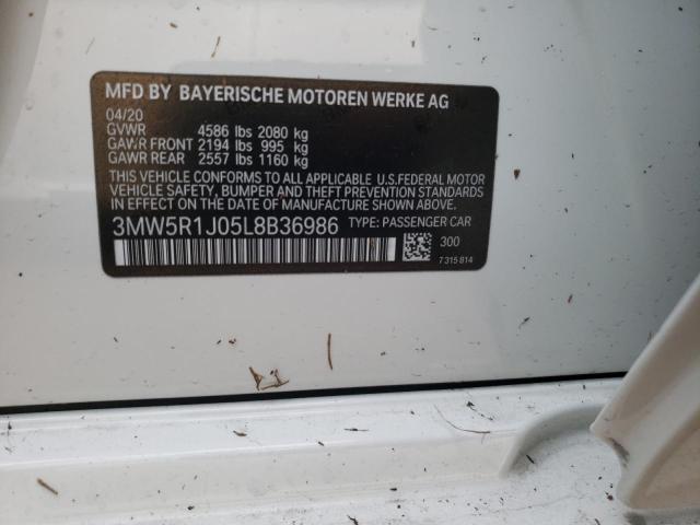 Photo 10 from auction – 2020 BMW 330I with VIN 3MW5R1J05L8B36986