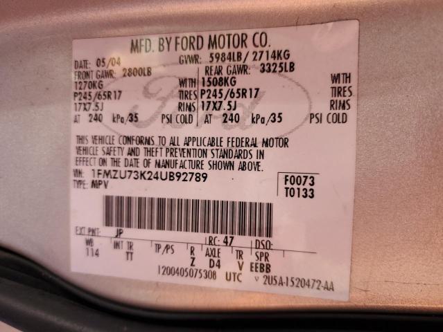 Photo 10 from auction – 2004 FORD EXPLOR XLT with VIN 1FMZU73K24UB92789