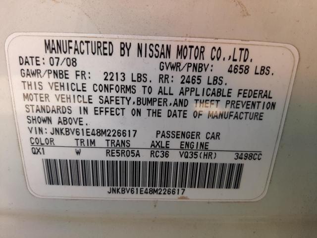 Photo 10 from auction – 2008 INFINITI G35 with VIN JNKBV61E48M226617