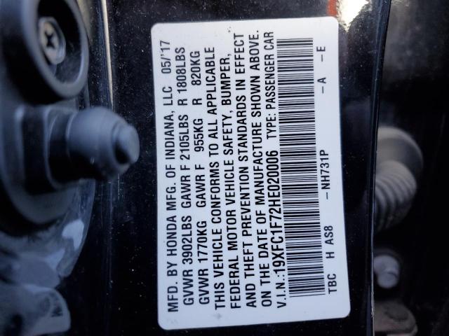 Photo 10 from auction – 2017 HONDA CIVIC EXL with VIN 19XFC1F72HE020006