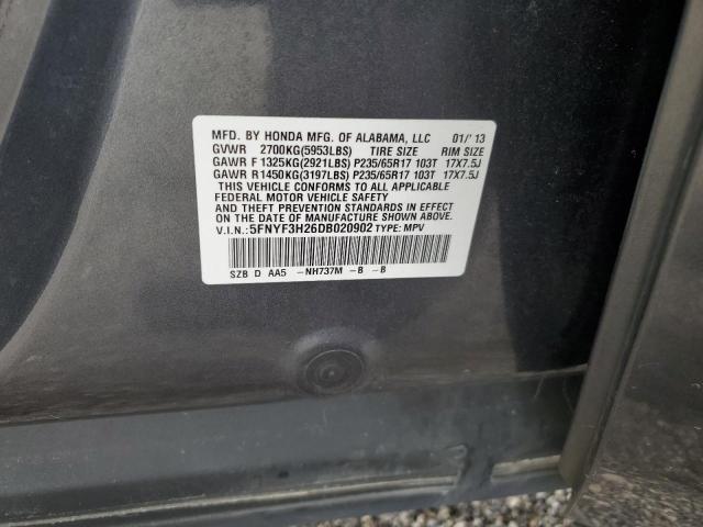 Photo 10 from auction – 2013 HONDA PILOT LX with VIN 5FNYF3H26DB020902