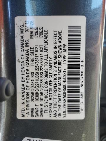 Photo 10 from auction – 2012 HONDA CR-V EX with VIN 2HKRM3H50CH509817